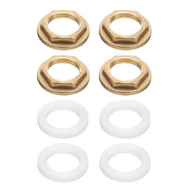 uxcell 4Pcs Brass Lock Nuts Pipe Fitting, 3/8 Inch BSP Female Hex Locknut, Flange Single Hole Faucet Lock Nut with Silicone Washer for Kitchen Basin Sink Plumbing