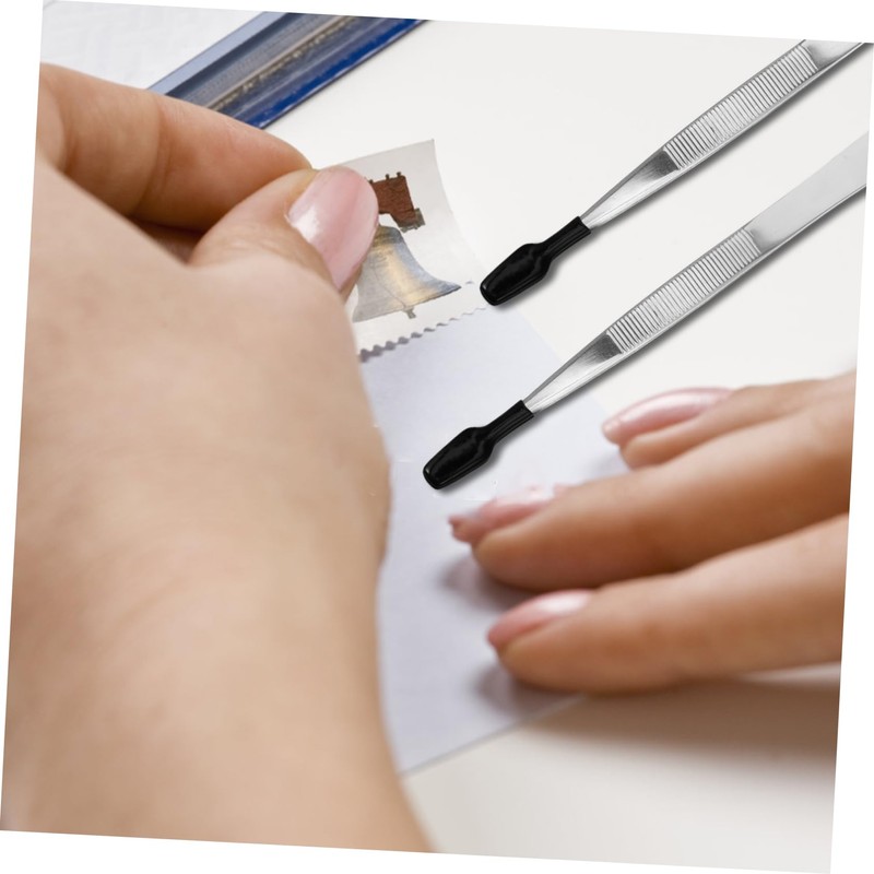 DOITOOL 2pcs Multi-purpose Tweezers Stamp Tweezer for Collecting Jewelry and