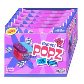 Gummi Popz Popping Gummy Candy, Sweet Mixed Berry – Individually Wrapped, 12 Pack (1.8 oz Each) – Party Candy & Party Favors for Birthdays, Holidays & Sharing