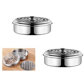 2 Pieces Mosquito Spiral Holder Mosquito with Lid Coil Holder with Holder Mosquito Coil Holder Stainless Steel Mosquito Coil Holder Classic Design Portable Metallic Mosquito Coil Holder for Home