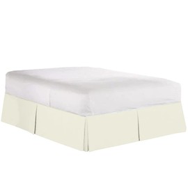 Falda de cama plisada de 14 pulgadas de caída (queen, marfil), falda de cama dividida de esquina plisada, estilo de fácil ajuste, fácil cuidado, resistente a la decoloración y a las arrugas, con plataforma (disponible en todos los tamaños y colores de ca