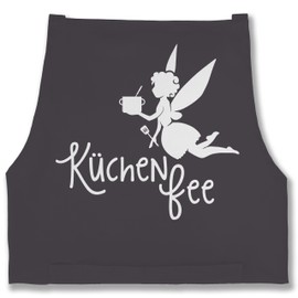 Shirtracer Schürze - Kochschürze - Damen 1 - Küchen Fee - 85x69 - Anthrazit - männerschürze küchenschürze koch küche kochschürzen weihnachtsschürze kochschuerze kochen küchenfee damenschürzen rot