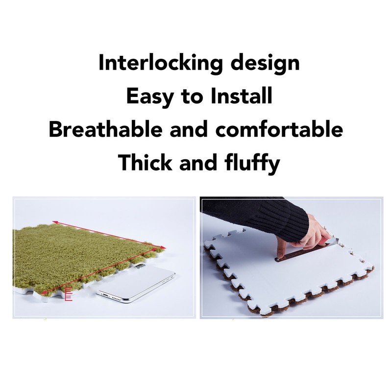 10pcs Plush Foam Floor Mat Thickened Cuttable Interlocking Carpet Tiles