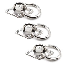 Ceiling Wall Mount Hook Heavy Duty Anchor Diamond Pad Eye Plate with Ring 1/4" 6mm 304 Stainless Steel Great for Yoga Swings Hammocks/Boat Rigging/Marine Deck Hardware/Suspension Training Straps