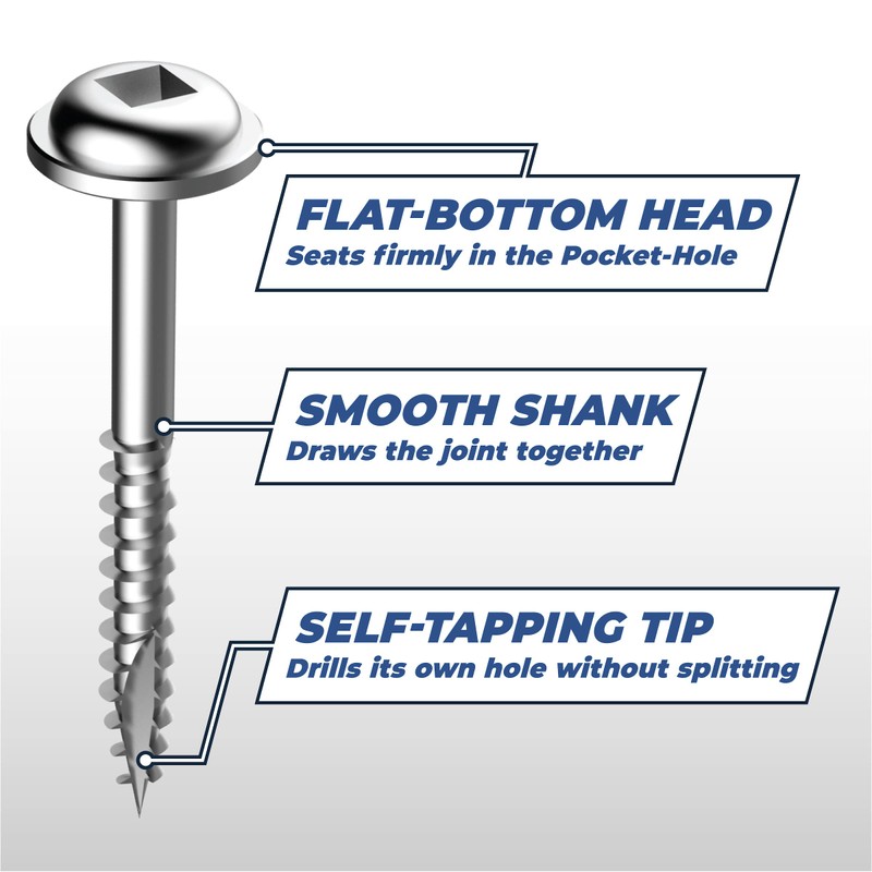 Kreg SML-F125-250 Zinc Pocket Screws, 1 1/4 Inch, #7 Fine