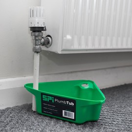 Plumb Tub - SPI Radiator Draining Tub - PlumbTub: The Ultimate Solution for Hassle-Free Radiator Draining. Versatile, Compatible with a Wide Range of Radiators - 1.4L Capacity - SPI Green