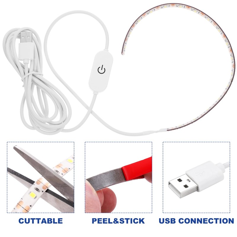 Mobestech 2pcs Sewing Machine LED Light Strips Self-Adhesive Strip Lights,