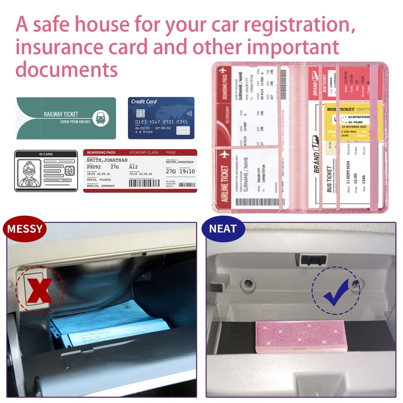 Car Registration and Insurance Card Holder - Leather Vehicle Glove