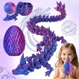 Benaton 3D Printed Dragon, Realistic Realistic Movable Dragon Figures, Articulated Crystal Dragon Fidget Toys, Crystal Dragon, For Home Decoration For Kids Room Living Room (Laser Purple)