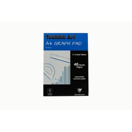 Clairefontaine - Ref XPG1Z - Technik Art - Graph Pad, A4 210 x 297mm, 1/5/10mm Blue Printed Grid Pattern, 40 Sheets Per Pad, Suitable for Photocopying - Blue & White