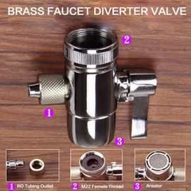 PureSec Sink Faucet Diverter Valve for Above Counter Water Filter Faucet Sprayer attachment for Countertop filter to 1/4" RO Tubing Faucet Adapter,Faucet Splitter for Water Diversion