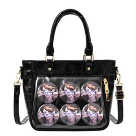 HARGIO Mini 2WAY Tote, Mini Tote Bag, Handbag, Shoulder Bag, Cute Crocodile Pattern, Black, White, Otaku Activity Bag, Ita Bag, Ita Bag, Ita Bag, Black, Free size
