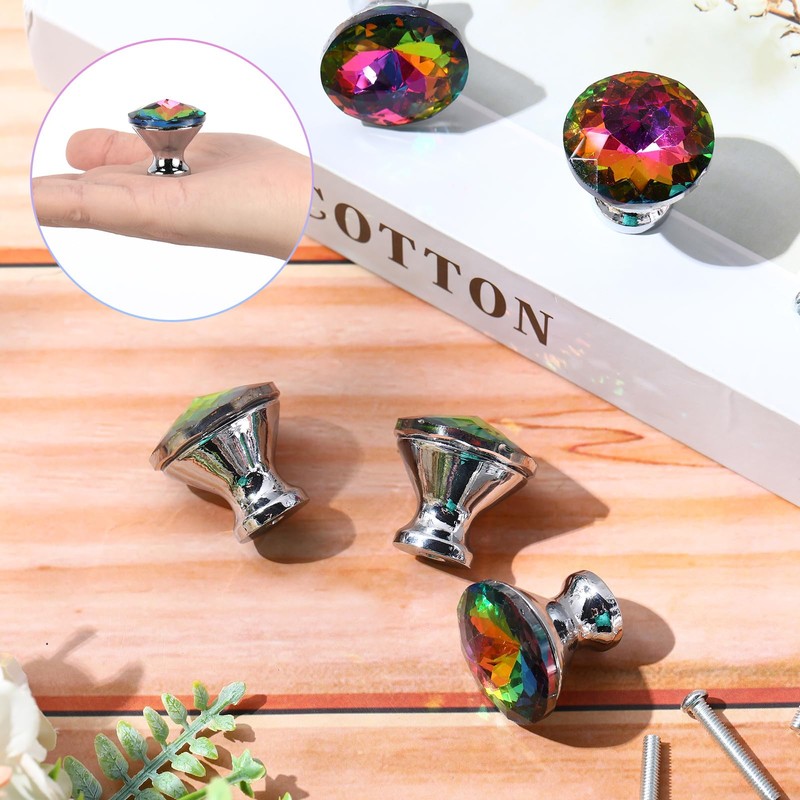 Jetec 20 Pcs Crystal Drawer Pulls Cabinet Knobs 30mm Diamond