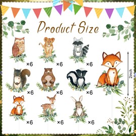 Stcomart 54 Pcs Woodland Cupcake Topper Animal Cupcake Toppers for Woodland Baby Shower Decorations, Neutral Forest Animals Gender Reveal Party Decor, Multicolor