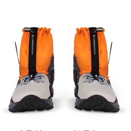 Sanmum Waterproof Short Gaiters, Ultra-Light Silicone Coated Ankle Gaiters, Low Trail Shoe Cover with Stretchy Bands for Mountaineering Hiking Camping Climbing (Orange)