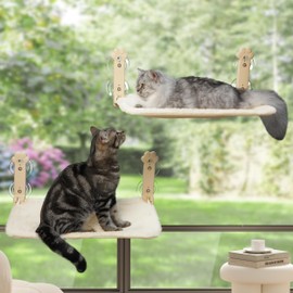 Sangoodier Cat Window Perch, Cordless Foldable Cat Window Hammock with Removable Soft Cover for Indoor Cats, Resting Seat for Inside (Yellow, 2 Pack)