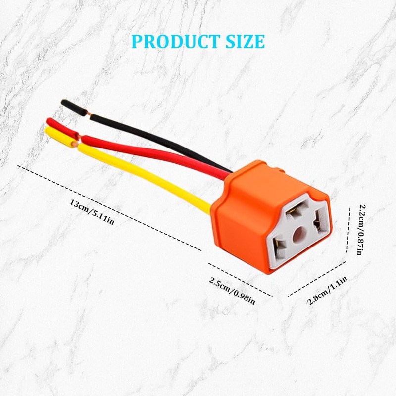 RGOAANC 2PCS Ceramic H4 9003 HB2 Wiring Harness Headlight Socket,