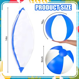 Whaline 3Pcs Inflatable Beach Ball 16 Inch Round Pool PVC Balls Cute Game Toys for Summer Hawaiian Tropical Theme Beach Party Decorations Water Sand Game Accessory (Dark Blue and White)
