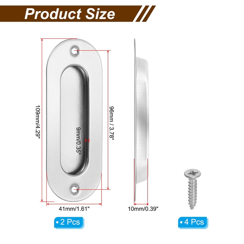 PATIKIL Recessed Finger Flush Pulls 4" 2 Pcs Pocket Door