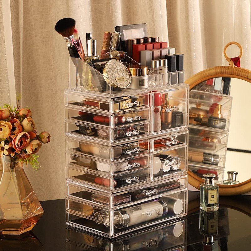 Cq acrylic Clear Makeup Storage Organizer Drawers Skin Care Large