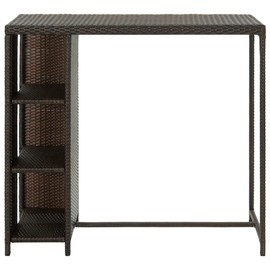 Dyncan Maximize Space with Bar Table with Storage Rack, Durable PE Rattan and Steel, Brown Finish, Compact Design 47.2"x23.6"x43.3"
