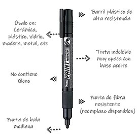 Marcador Permanente Uso Industrial Pentel Negro/Caja 12 U