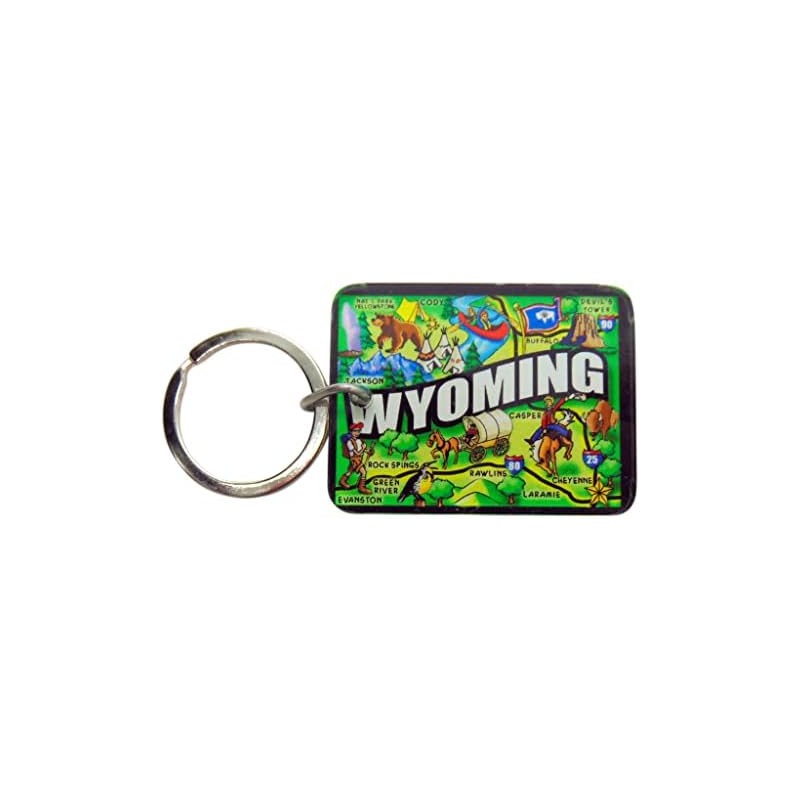 Wyoming - Llavero de acrílico para recuerdo, accesorio retro de