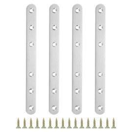 PATIKIL Stainless Steel Corner Blacket 195 x 19mm / 7.68 x 0.75 inch Set of 4 Right Angle Support Brackets Right Angle Support Brackets with Right Angle Corner Fasteners with Shelf Screws, Silver