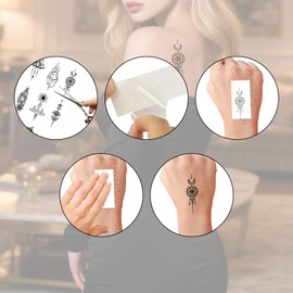 30pcs Sexy Schwarz Lotus Temporäre Tattoos Frauen, Erwachsene Wasserdicht Simulation Sashimi Arm Tattoo Aufkleber, Mond BlumenTatoos zum Aufkleben für Frauen Damen Männer