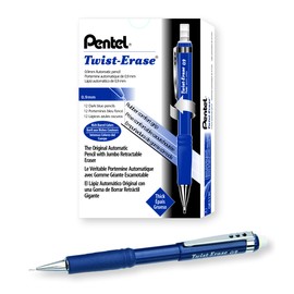 Pentel Twist-Erase III Mechanical Pencil (0.9mm) Blue Barrel, 12 Pack (QE519C)