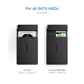 Inateck Hard Drive Enclosure 3.5 USB 3.0, External HDD Enclosure for 2.5 Inch / 3.5 Inch SATA HDD and SSD, Supports UASP and Maximum 20 TB Drives, 12 V/2 A Power Supply