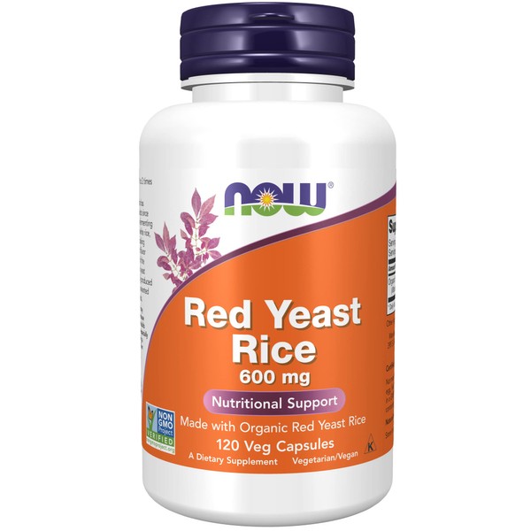 NOW Supplements, Red Yeast Rice 600 mg, Made with Organic Red Yeast Rice, 120 Veg Capsules