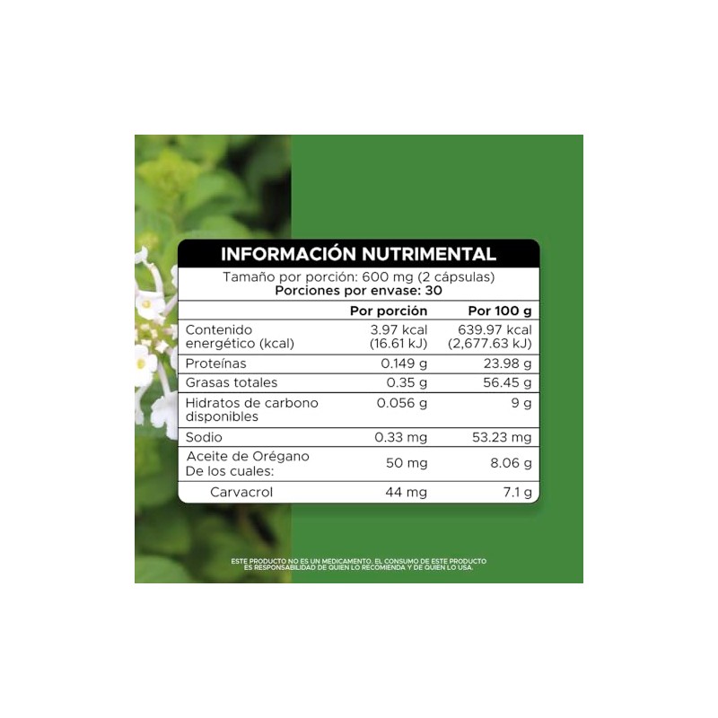 PACALLI Aceite de Orégano en Cápsulas · 88% Carvacrol ·