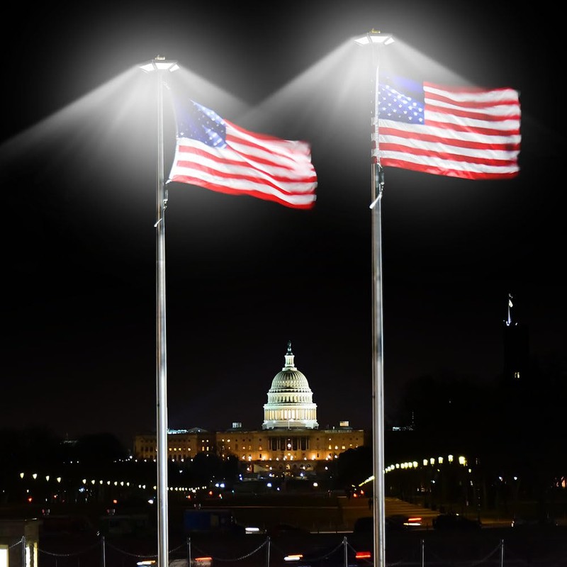 Flag Pole Light Solar Powered Top Mount, 2000Lumen IP67 Waterproof