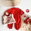 Chinese New Year Baby Romper Cotton Vintage Coil Buckle Festive