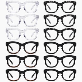 LUR Thick Frame Reading Glasses for Women 12 Pack Spring Hinges Readers +3.75