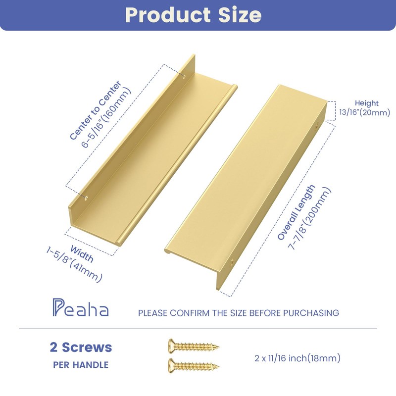 Peaha 20 Pack Finger Pulls for Cabinets Edge Pulls for