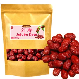 Lingyunxi Jujube Red Date Chinese Red Date 1.1lb/500g Large-size Jujube Dried Jujube Fruit for Snacking, Brewing Tea, Soup, Baking Sweet Taste 大枣 红枣