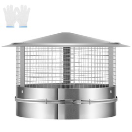 VIVOHOME 14" Cone Top Chimney Cap with Screen, Round Roof Rain Chimney Cover, Galvanized Steel Fireplace Exhaust Cap, Adjustable Roof Cap for Vent