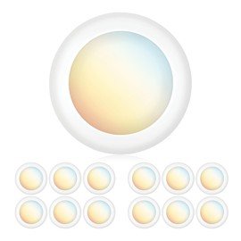 PARMIDA (12 Pack) 5/6 Inch Dimmable 5CCT LED Disk Lights, 15W Surface Mount Ceiling Lighting, 5 Color Selectable 2700K/3000K/3500K/4000K/5000K, 1100lm, J-Box Or Recessed Can Installation, UL-Listed