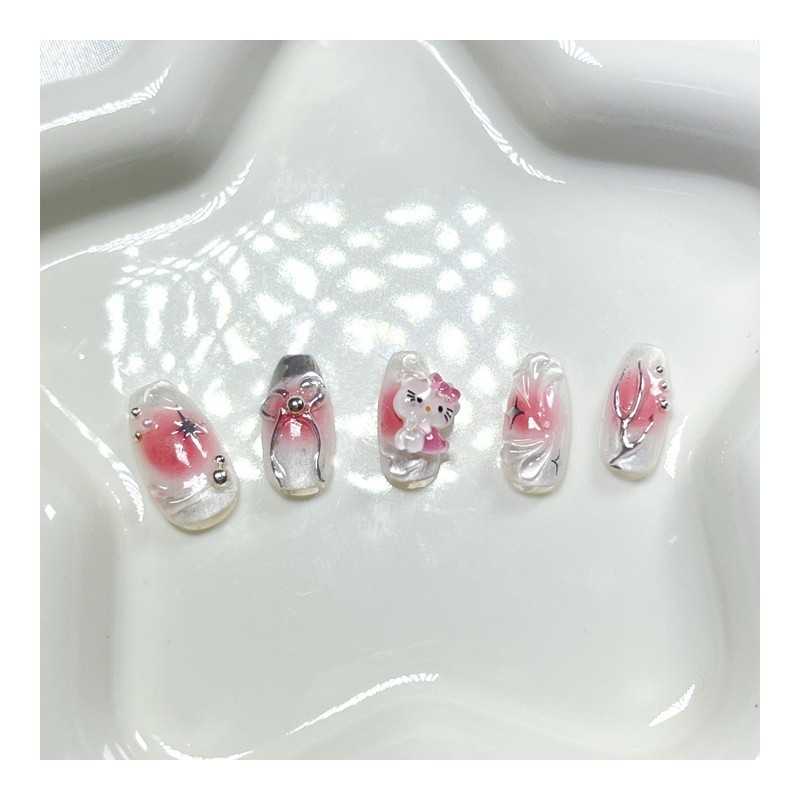 Moist Cheek Gradient Cat Nails - Oval (Long) / 촉촉