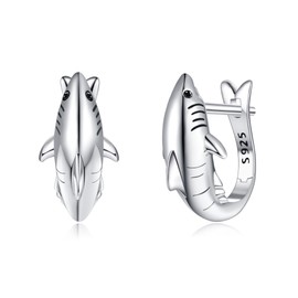 Shark Earrings for Women Sterling Silver Shark Hoop Earrings Jewellery Women