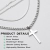 ARWIG 2 Pcs Men's Necklaces, Cross Necklace Silver Chain Necklace