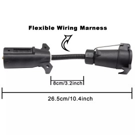 7 Way Blade to 7 Pin Round Trailer Adapter Plug Socket Wiring Connector Car RV