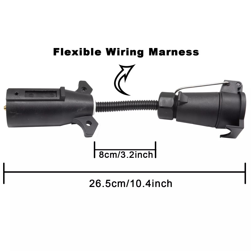 7 Way Blade to 7 Pin Round Trailer Adapter Plug