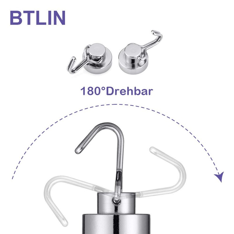 BTLIN Mini Magnetic Hooks, Strong Neodymium Magnet with Hook, Heavy