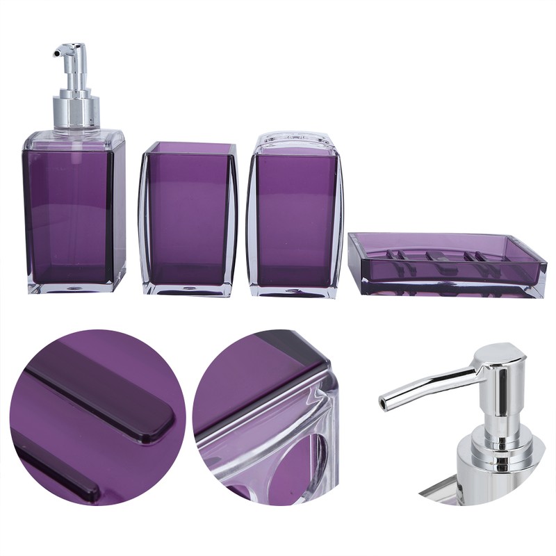 4Pcs/Set Acrylic Bathroom Accessory Set Toothbrush Soap Dish Holder for