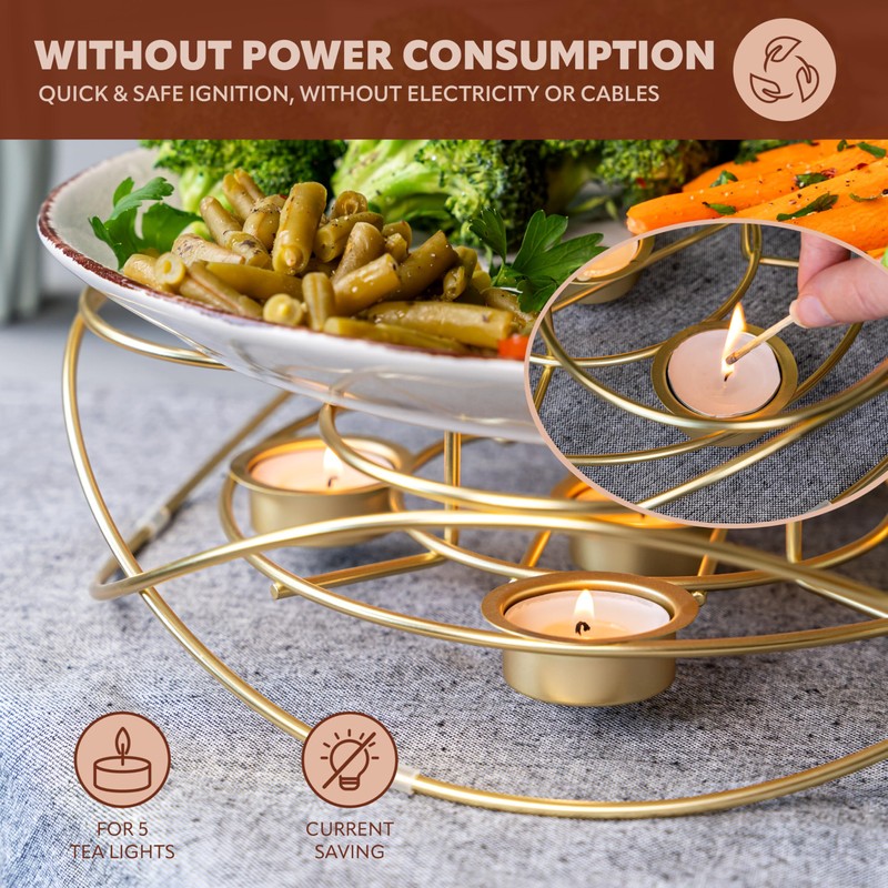 bremermann Food Warmer 5 Tea Lights Round Warming Plate Teapot