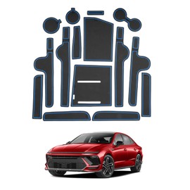 SHAOHAO for 2024 2025 Hyundai Sonata Car Door Slot Mat Fit for 2024 2025 Hyundai Sonata Accessories Middle Center Console Mat Cup Holder Insert Liners Sonata 2025 Car Door Pockets Mats Decor Pads Blue