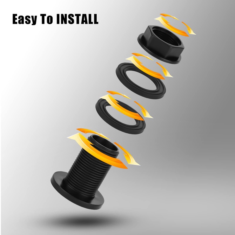 AIEX 4pcs PVC Bulkhead Fitting, Double Threaded Bulkhead Water Tank